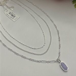NWT Kendra Scott Elisa triple strand necklace in silver matte iridescent lilac
